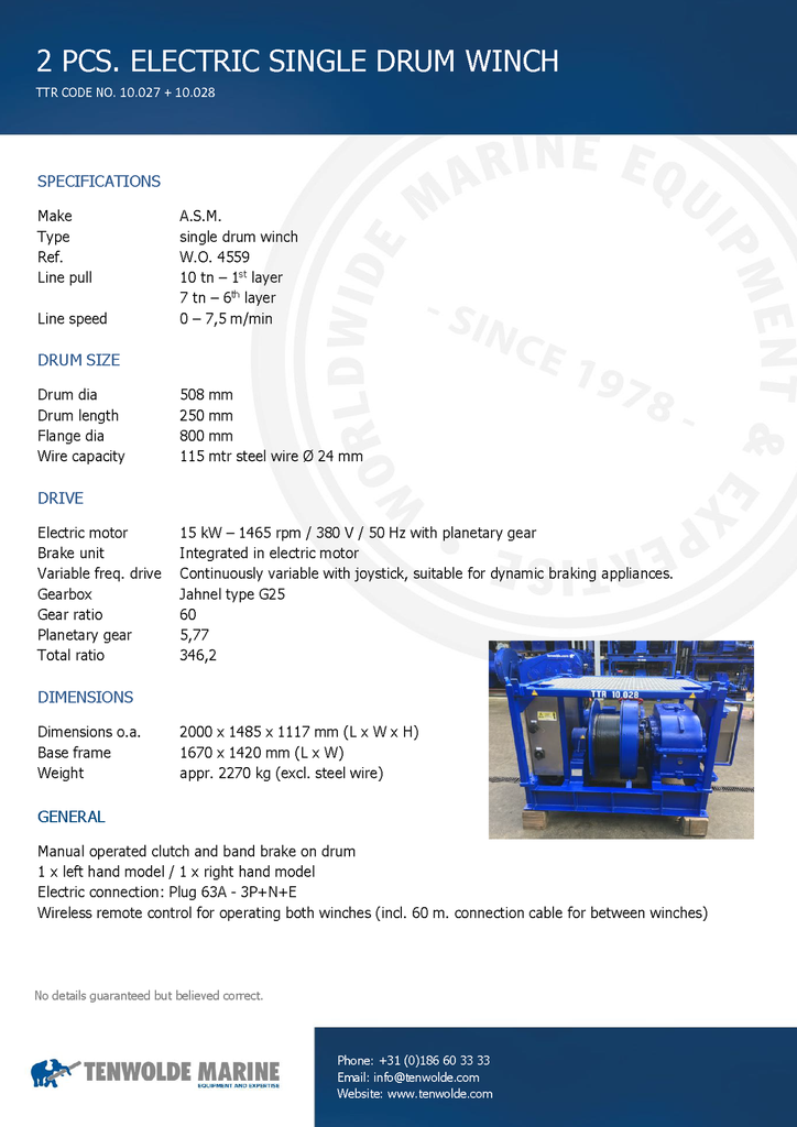 10 ton ASM electric mooring winch